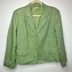 Coldwater Creek Blazer Womens Size L Large Green Linen Blend Lined Jacket